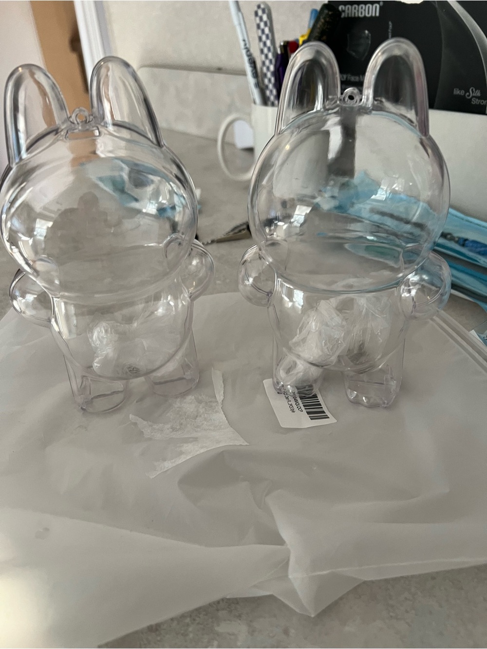 Clear Bunny Acrylic Display Figures (Set of 2)